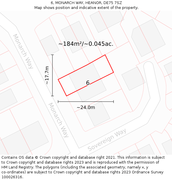 6, MONARCH WAY, HEANOR, DE75 7SZ: Plot and title map
