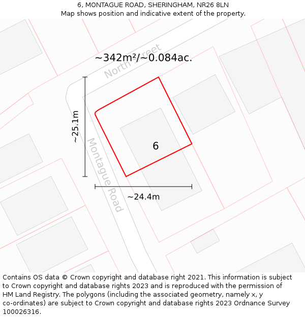 6, MONTAGUE ROAD, SHERINGHAM, NR26 8LN: Plot and title map
