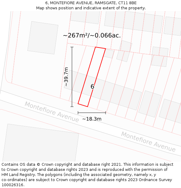 6, MONTEFIORE AVENUE, RAMSGATE, CT11 8BE: Plot and title map