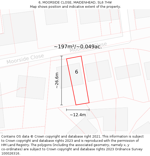 6, MOORSIDE CLOSE, MAIDENHEAD, SL6 7HW: Plot and title map