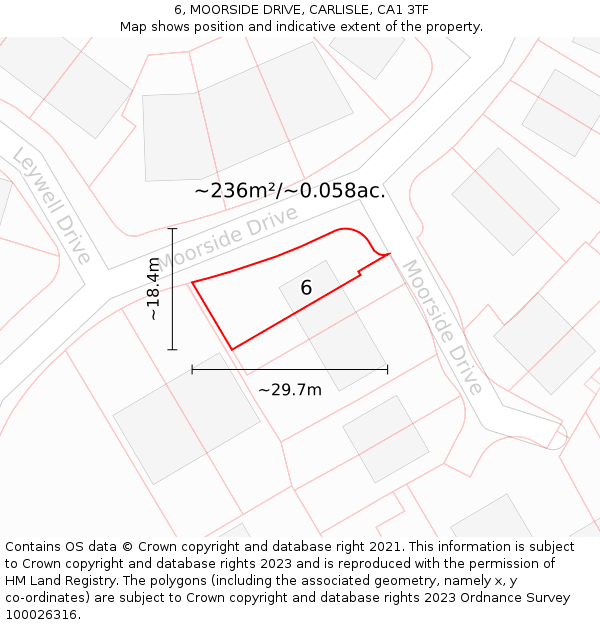6, MOORSIDE DRIVE, CARLISLE, CA1 3TF: Plot and title map