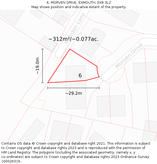 6, MORVEN DRIVE, EXMOUTH, EX8 3LZ: Plot and title map