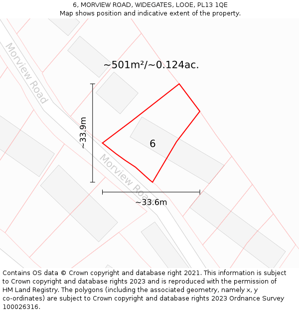 6, MORVIEW ROAD, WIDEGATES, LOOE, PL13 1QE: Plot and title map