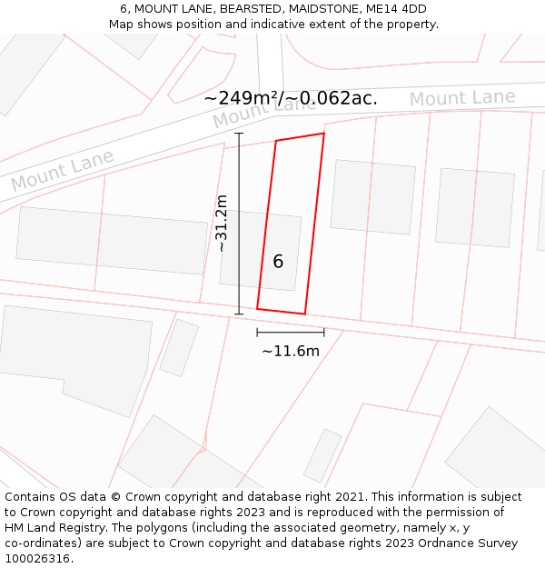 6, MOUNT LANE, BEARSTED, MAIDSTONE, ME14 4DD: Plot and title map