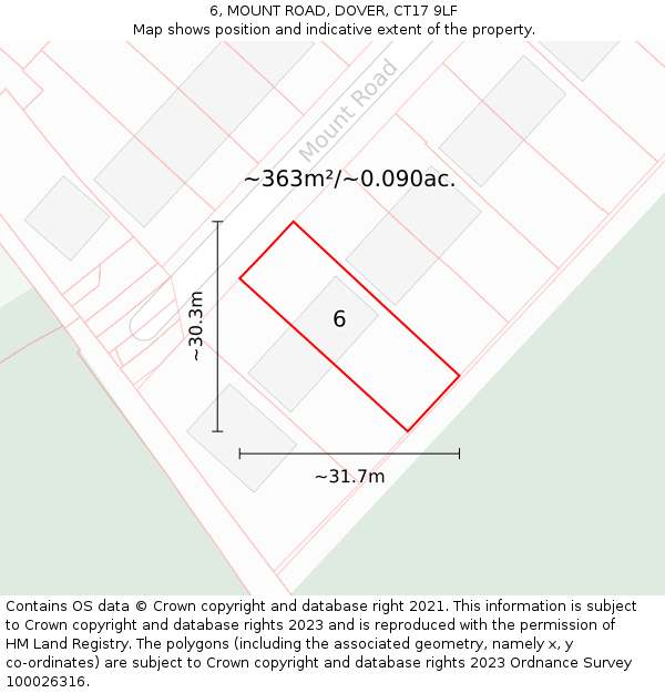 6, MOUNT ROAD, DOVER, CT17 9LF: Plot and title map