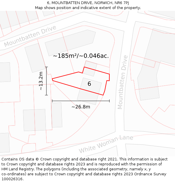 6, MOUNTBATTEN DRIVE, NORWICH, NR6 7PJ: Plot and title map