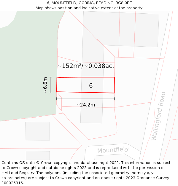 6, MOUNTFIELD, GORING, READING, RG8 0BE: Plot and title map