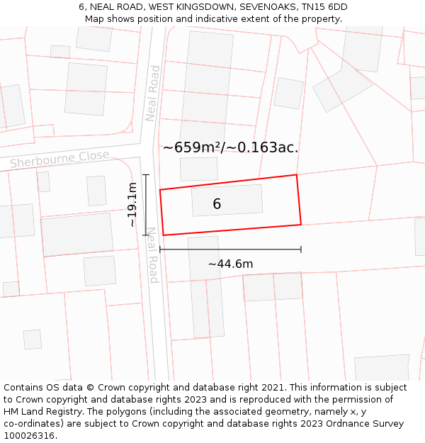 6, NEAL ROAD, WEST KINGSDOWN, SEVENOAKS, TN15 6DD: Plot and title map