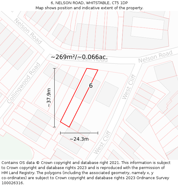 6, NELSON ROAD, WHITSTABLE, CT5 1DP: Plot and title map