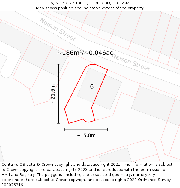 6, NELSON STREET, HEREFORD, HR1 2NZ: Plot and title map