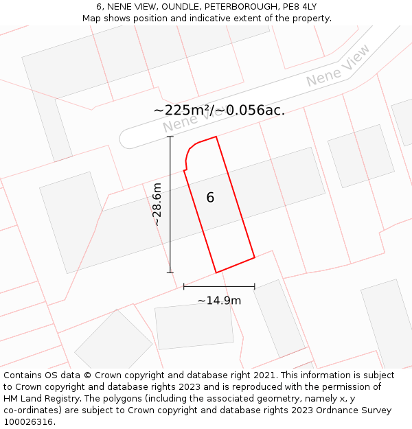 6, NENE VIEW, OUNDLE, PETERBOROUGH, PE8 4LY: Plot and title map
