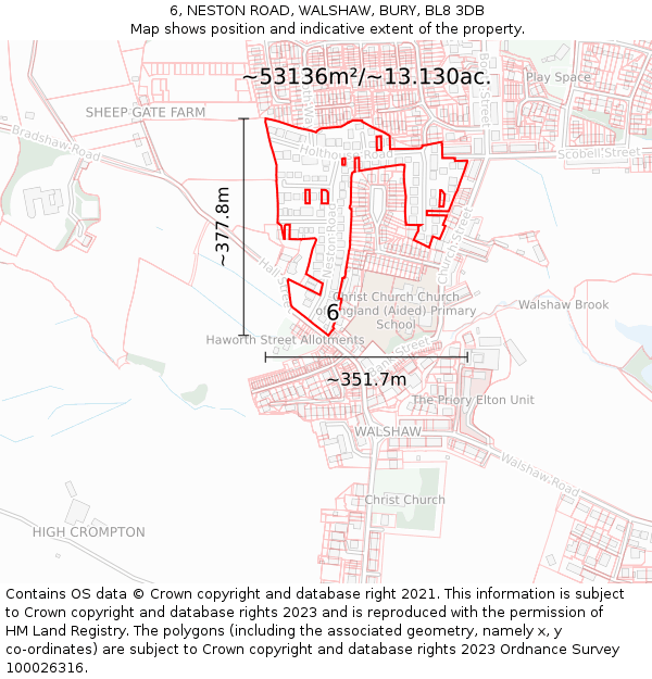 6, NESTON ROAD, WALSHAW, BURY, BL8 3DB: Plot and title map