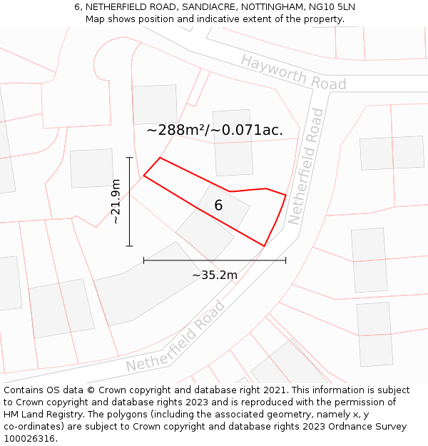 6, NETHERFIELD ROAD, SANDIACRE, NOTTINGHAM, NG10 5LN: Plot and title map