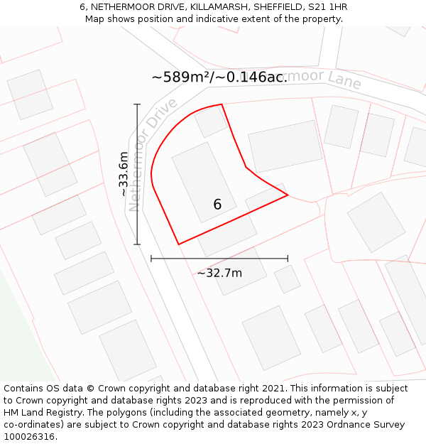 6, NETHERMOOR DRIVE, KILLAMARSH, SHEFFIELD, S21 1HR: Plot and title map