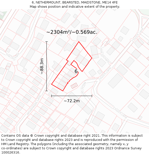 6, NETHERMOUNT, BEARSTED, MAIDSTONE, ME14 4FE: Plot and title map