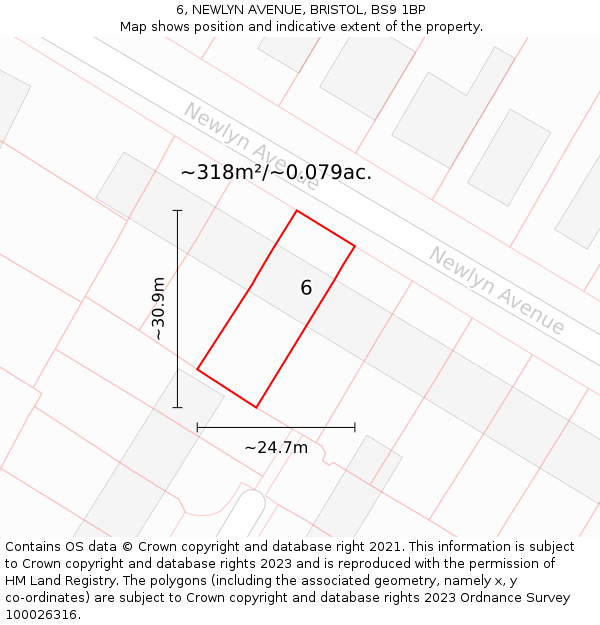 6, NEWLYN AVENUE, BRISTOL, BS9 1BP: Plot and title map
