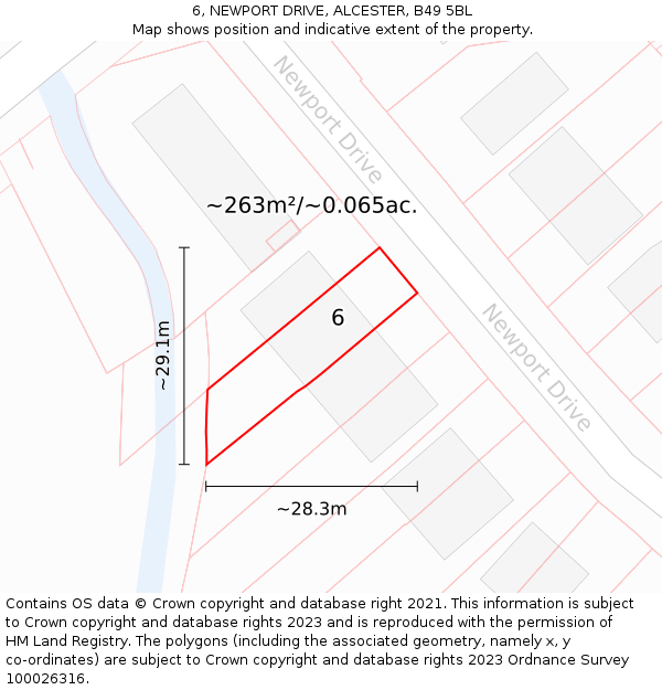 6, NEWPORT DRIVE, ALCESTER, B49 5BL: Plot and title map
