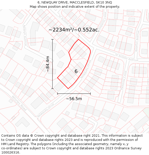 6, NEWQUAY DRIVE, MACCLESFIELD, SK10 3NQ: Plot and title map