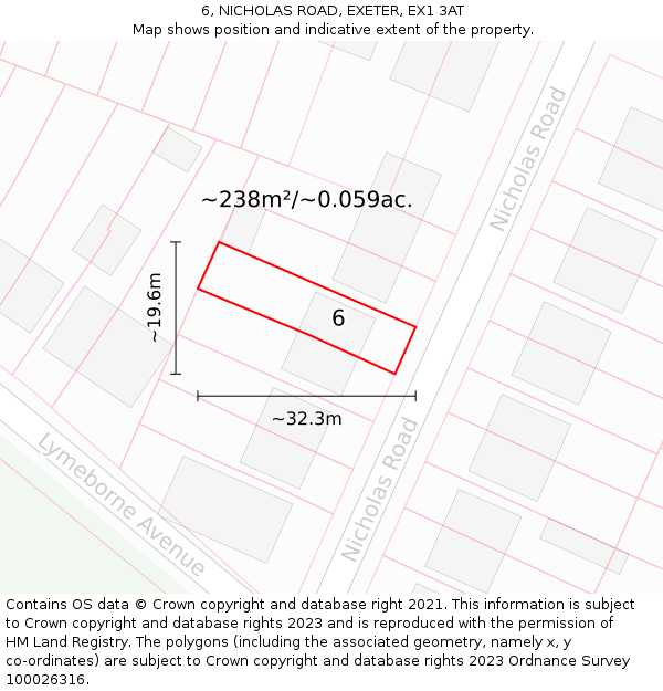 6, NICHOLAS ROAD, EXETER, EX1 3AT: Plot and title map