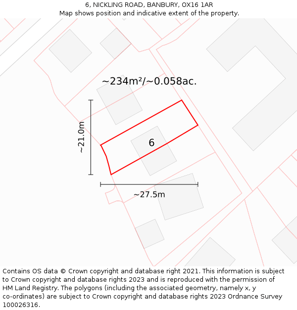 6, NICKLING ROAD, BANBURY, OX16 1AR: Plot and title map
