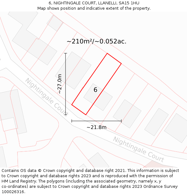 6, NIGHTINGALE COURT, LLANELLI, SA15 1HU: Plot and title map