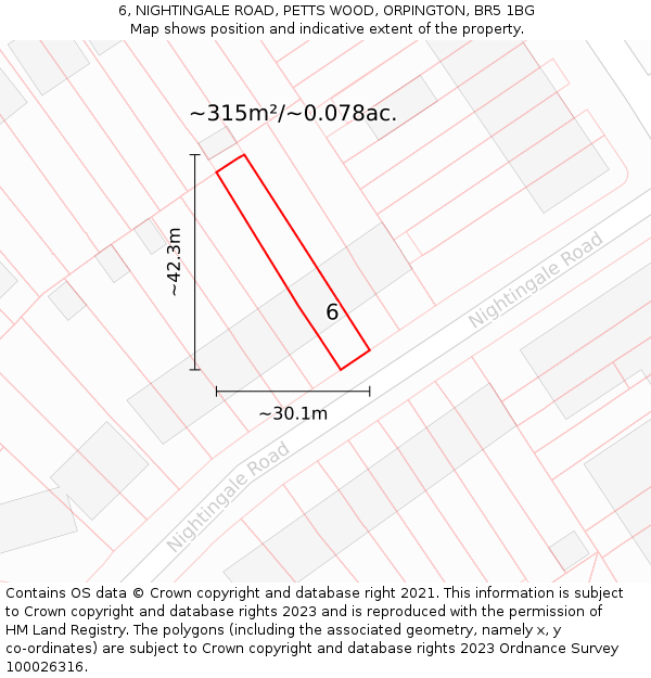 6, NIGHTINGALE ROAD, PETTS WOOD, ORPINGTON, BR5 1BG: Plot and title map