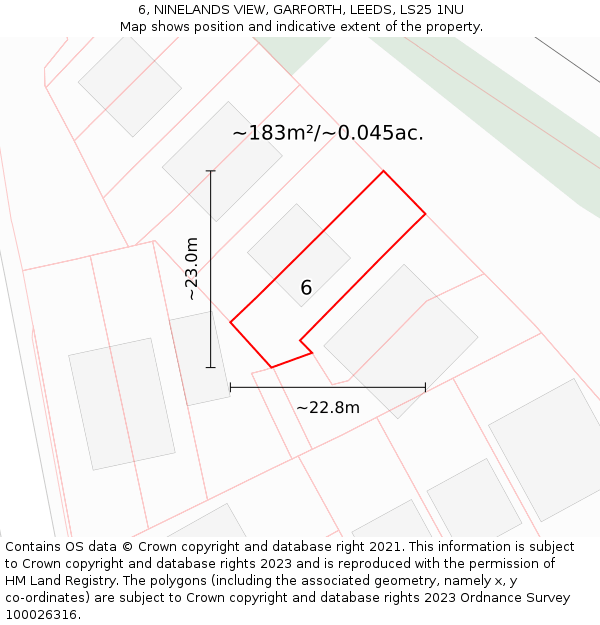 6, NINELANDS VIEW, GARFORTH, LEEDS, LS25 1NU: Plot and title map