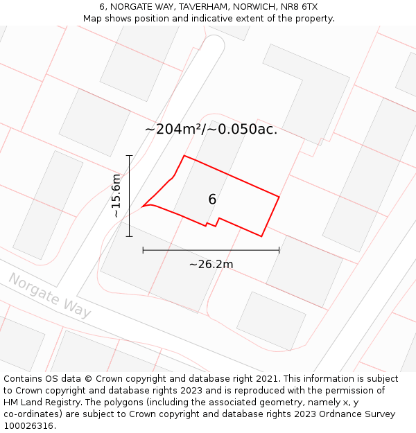 6, NORGATE WAY, TAVERHAM, NORWICH, NR8 6TX: Plot and title map