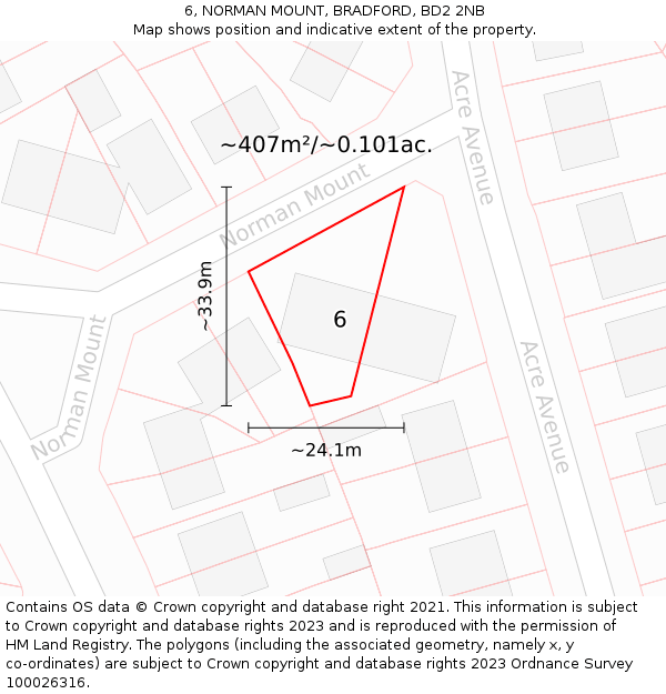 6, NORMAN MOUNT, BRADFORD, BD2 2NB: Plot and title map