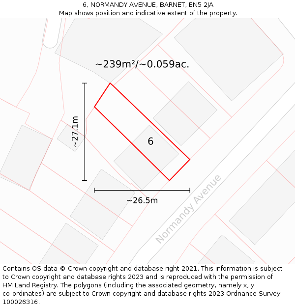6, NORMANDY AVENUE, BARNET, EN5 2JA: Plot and title map