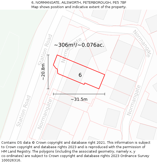 6, NORMANGATE, AILSWORTH, PETERBOROUGH, PE5 7BF: Plot and title map
