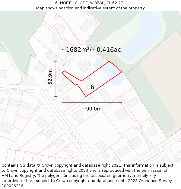 6, NORTH CLOSE, WIRRAL, CH62 2BU: Plot and title map