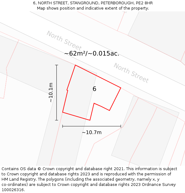 6, NORTH STREET, STANGROUND, PETERBOROUGH, PE2 8HR: Plot and title map