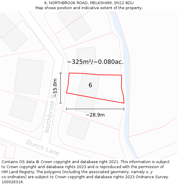 6, NORTHBROOK ROAD, MELKSHAM, SN12 8DU: Plot and title map