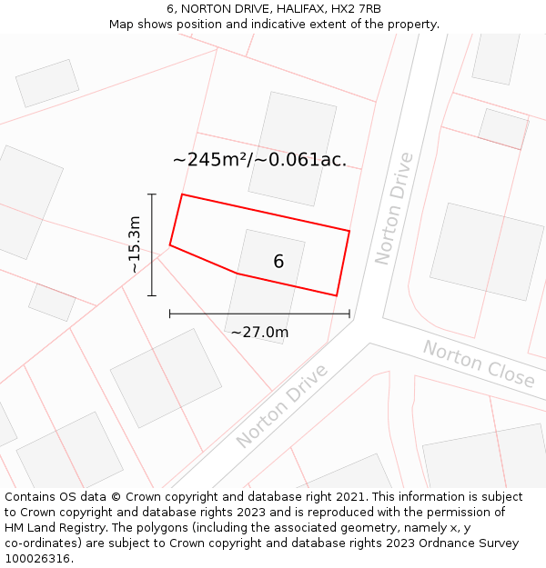 6, NORTON DRIVE, HALIFAX, HX2 7RB: Plot and title map