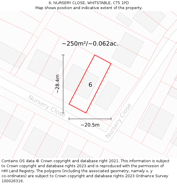 6, NURSERY CLOSE, WHITSTABLE, CT5 1PD: Plot and title map