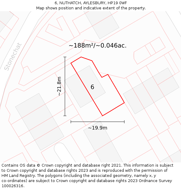6, NUTHATCH, AYLESBURY, HP19 0WF: Plot and title map