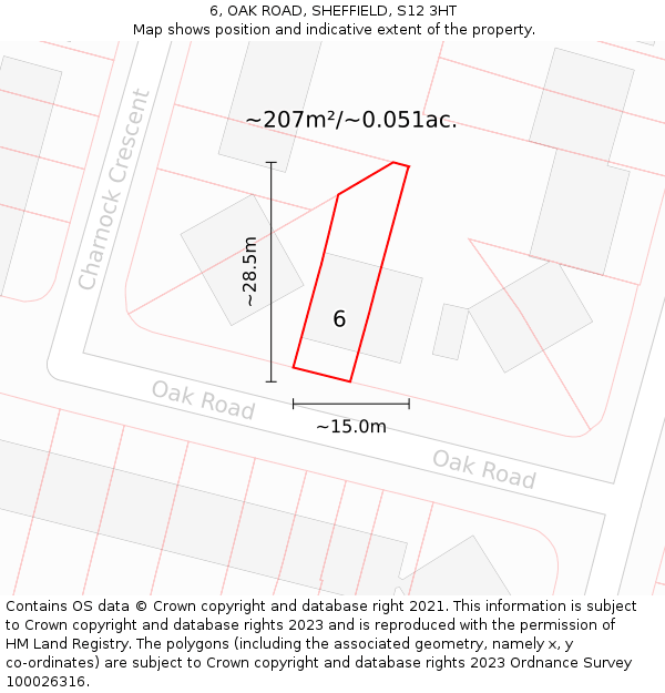 6, OAK ROAD, SHEFFIELD, S12 3HT: Plot and title map