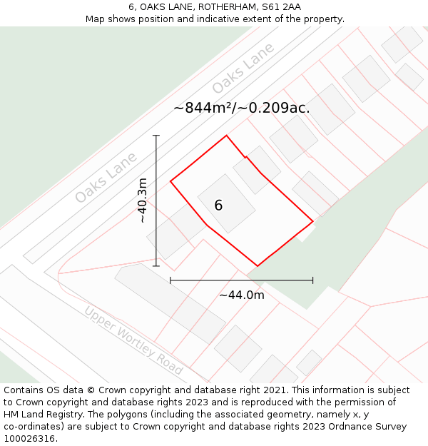 6, OAKS LANE, ROTHERHAM, S61 2AA: Plot and title map