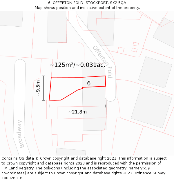 6, OFFERTON FOLD, STOCKPORT, SK2 5QA: Plot and title map