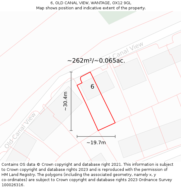 6, OLD CANAL VIEW, WANTAGE, OX12 9GL: Plot and title map