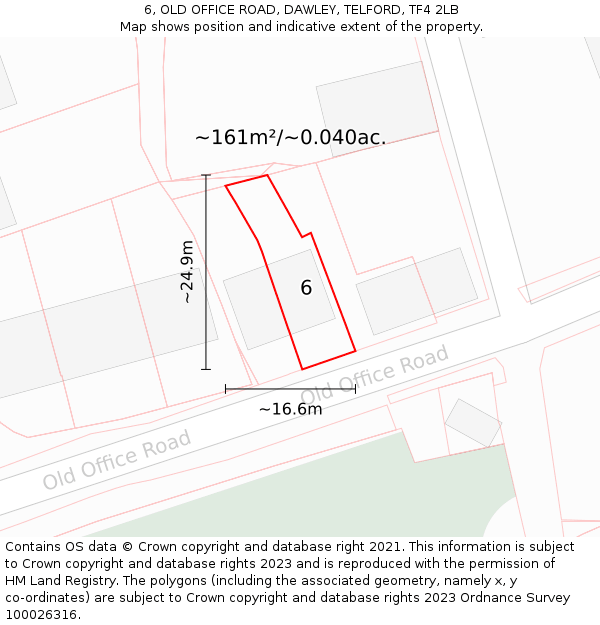 6, OLD OFFICE ROAD, DAWLEY, TELFORD, TF4 2LB: Plot and title map