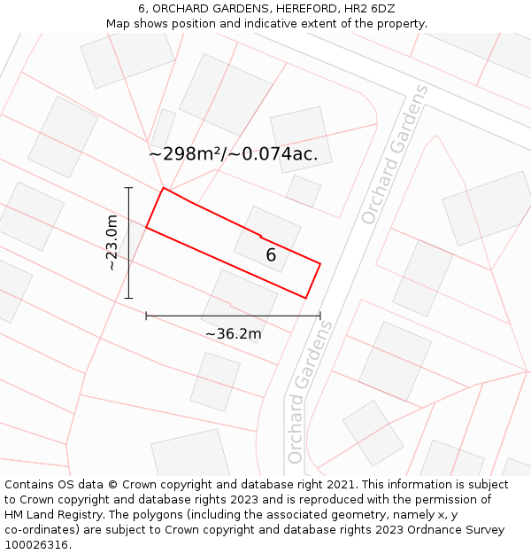 6, ORCHARD GARDENS, HEREFORD, HR2 6DZ: Plot and title map
