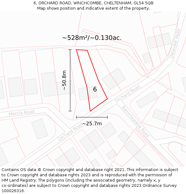 6, ORCHARD ROAD, WINCHCOMBE, CHELTENHAM, GL54 5QB: Plot and title map