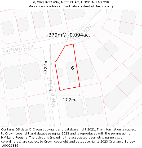 6, ORCHARD WAY, NETTLEHAM, LINCOLN, LN2 2SR: Plot and title map