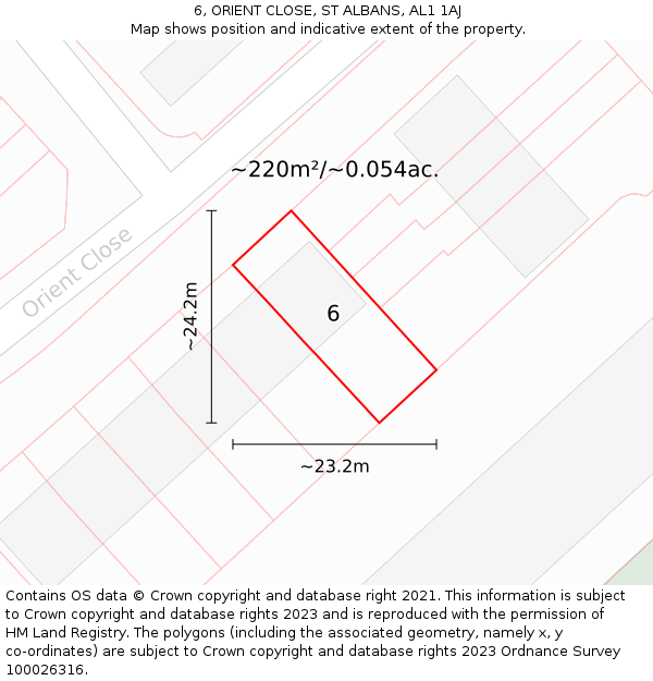 6, ORIENT CLOSE, ST ALBANS, AL1 1AJ: Plot and title map