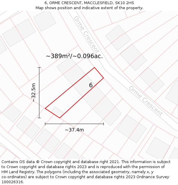 6, ORME CRESCENT, MACCLESFIELD, SK10 2HS: Plot and title map
