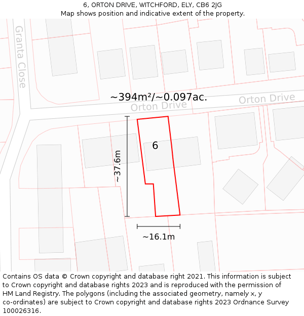 6, ORTON DRIVE, WITCHFORD, ELY, CB6 2JG: Plot and title map