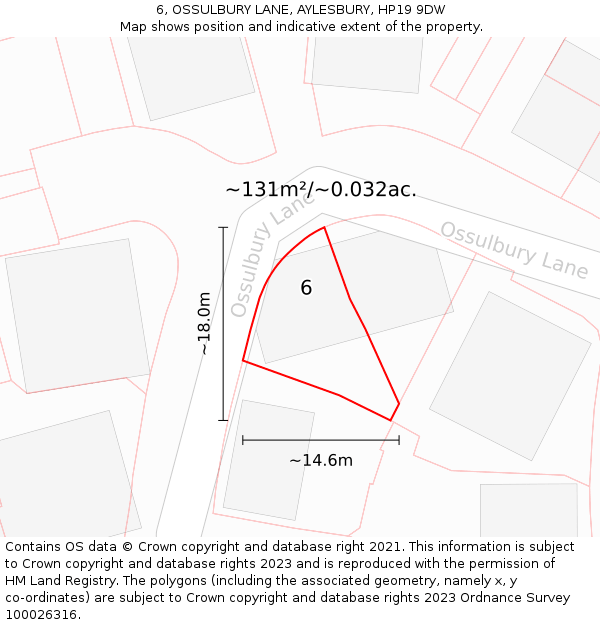6, OSSULBURY LANE, AYLESBURY, HP19 9DW: Plot and title map