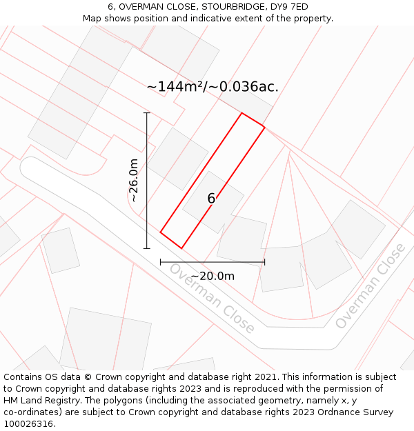 6, OVERMAN CLOSE, STOURBRIDGE, DY9 7ED: Plot and title map